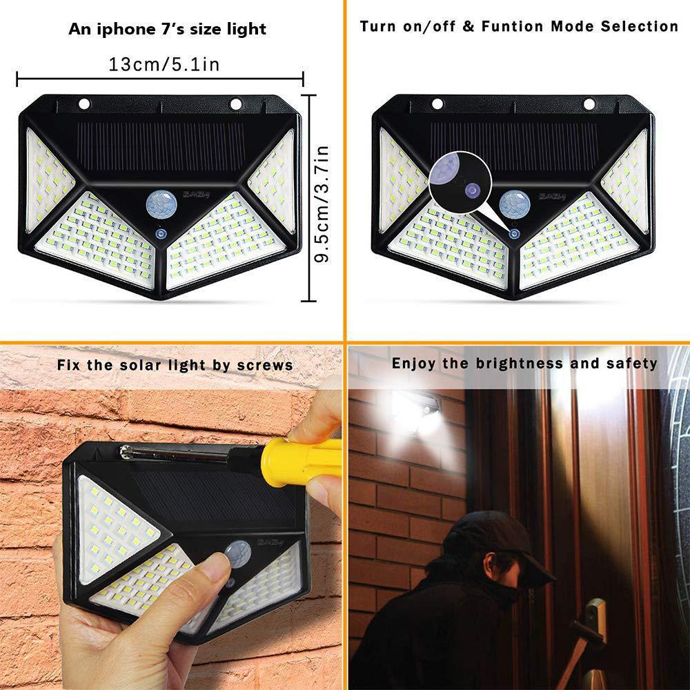 100 LED Solar Wall Light – Outdoor Motion Sensor Lamp